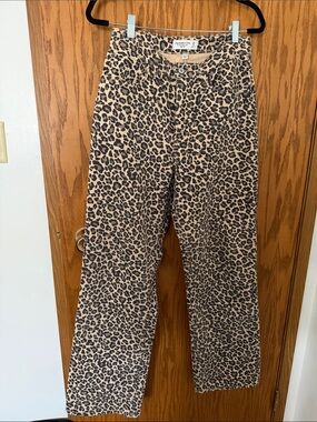 Leopard Print Straight Leg Pants - Abercrombie